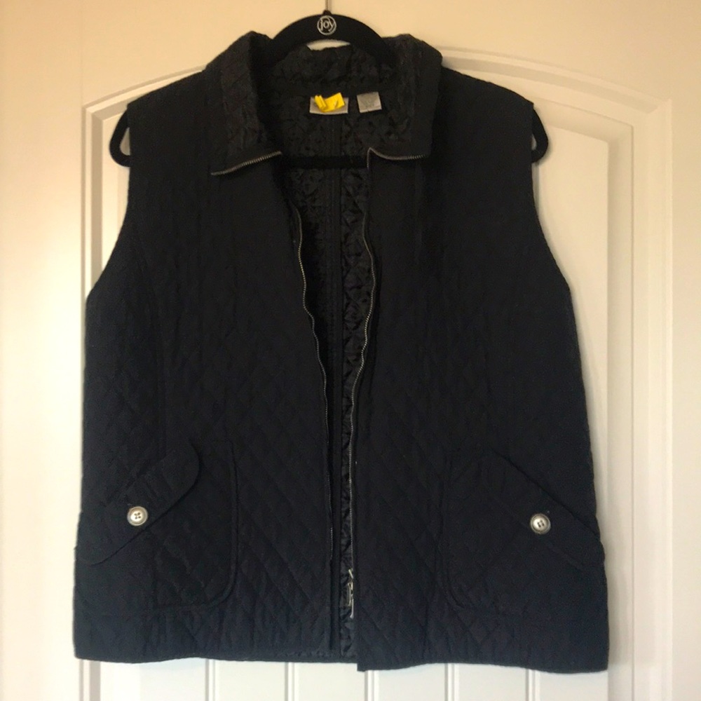 Chico’s Black Quilted Vest Sz 2 (large)